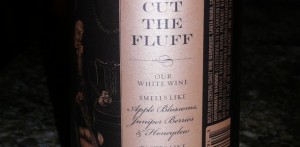 photo of the label of cut the fluff wine