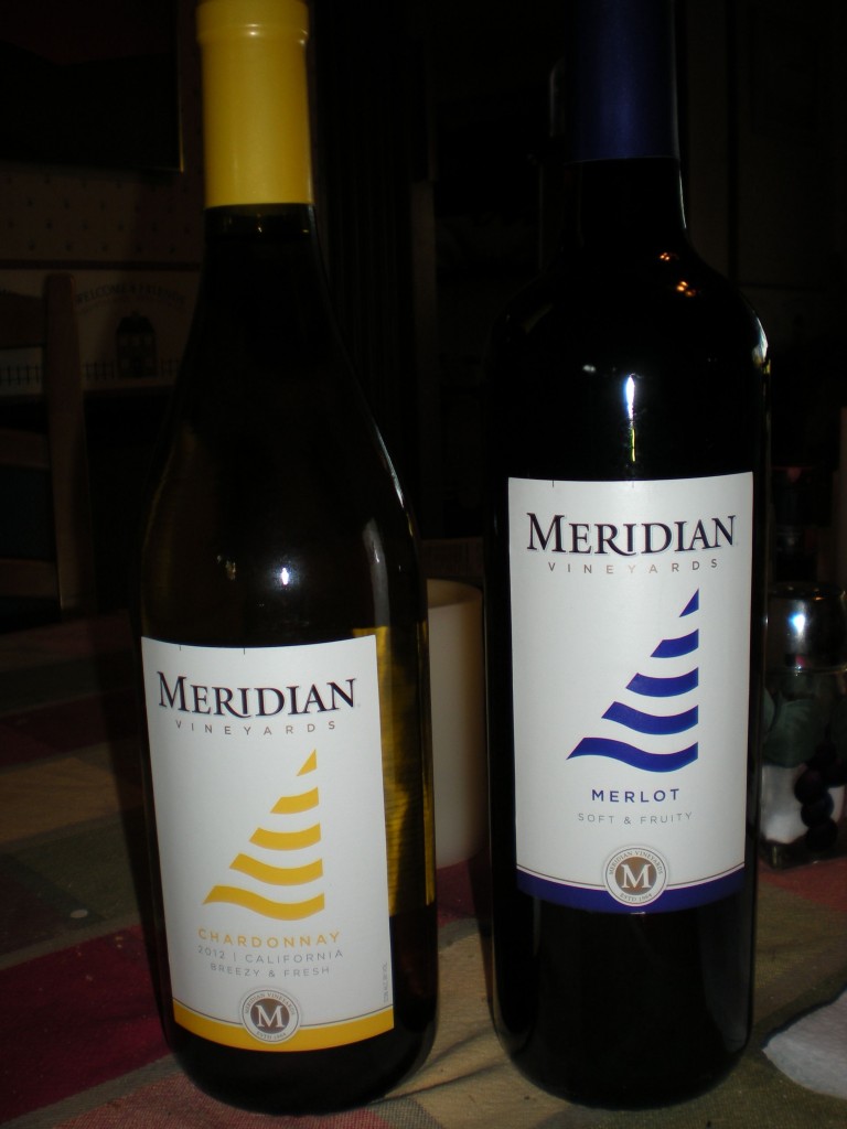 Two bottles of Meridian wine.